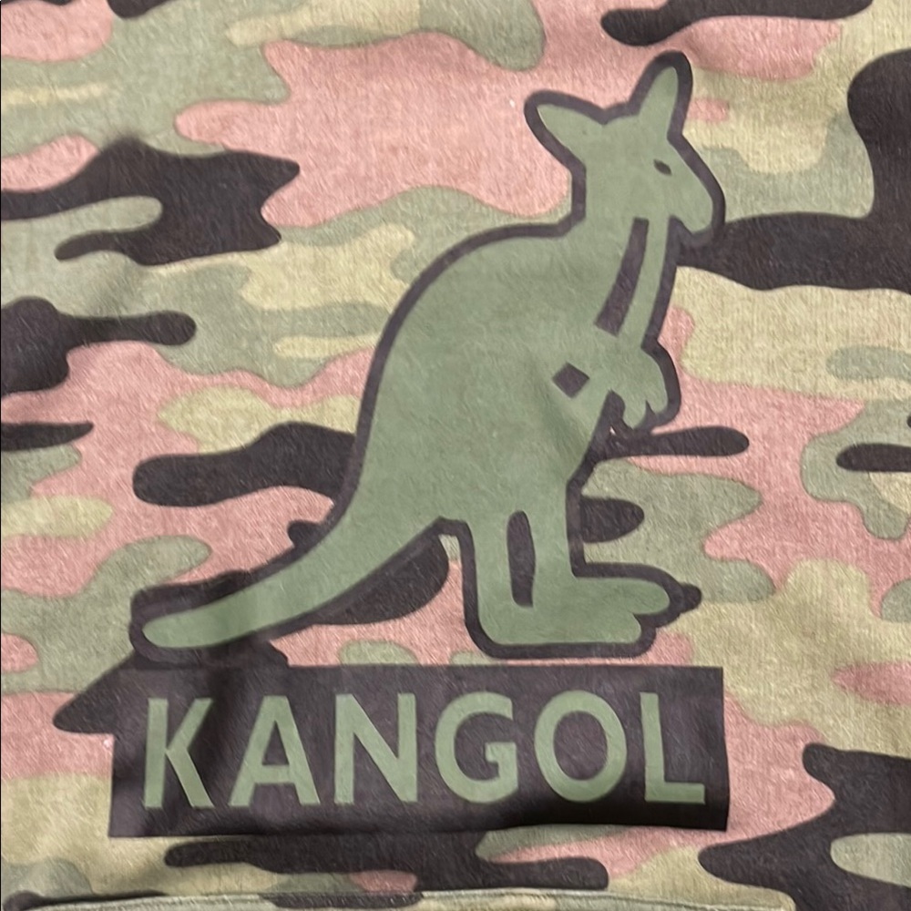 Vintage Kangol Green and Black Camouflage Hoodie Sweatshirt - Picture 3 of 6